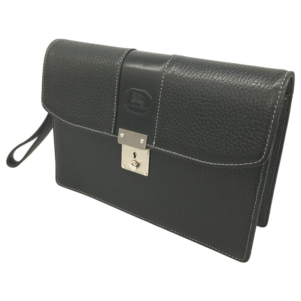Burberry Shoulder Bag Grained Leather Nova Check Shadow Black Horse standing